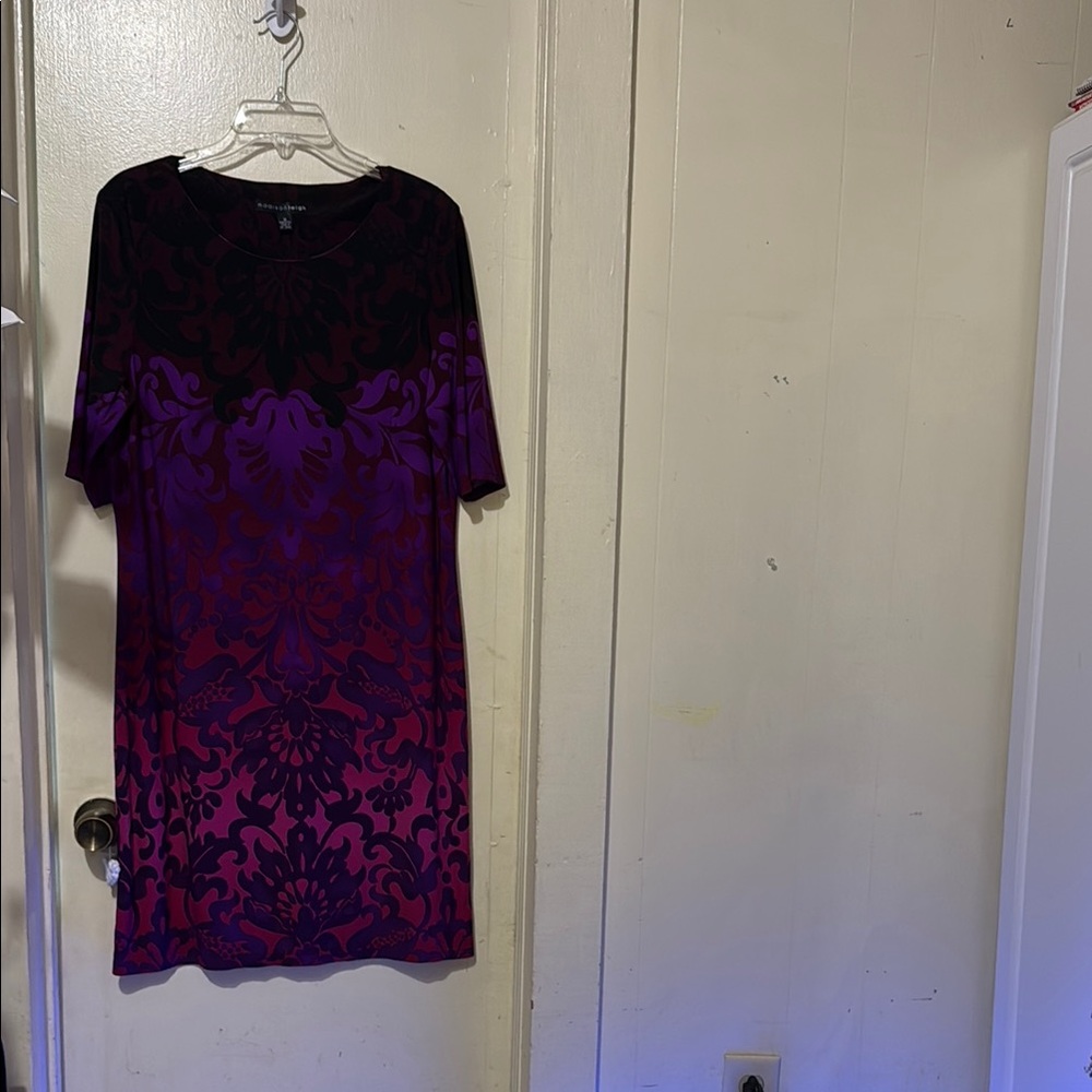 Madison Leigh Swirl Pattern Dress in Purple and Black